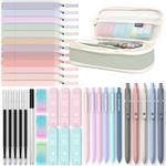 Four Candies 39 PCS Aesthetic School Supplies with Cute Pen Case, 12 Pastel Highlighters, 5 Black Ink Gel Pens, 6 Mechanical Pencils Set 0.5 & 0.7 mm for Students Stationary College Essentials (Green)