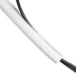 D-Line Cable Tidy Tube, Pre-Split Cable Sleeve, Flexible LDPE Electrical Conduit, PC Cable Management, TV Wire Hider - 32mm Diameter, 1.1m Length - White