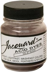 Jacquard Acid Dye 1/2oz Jar Jet Black - Acid Dye for Wool, Silk, Alpaca, Feathers, Cosplay Wigs and Nylon - Powder Wool Dye for Full Coverage Dyeing - Vibrant Acid Silk Dye