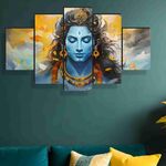 SAF Shiva Paintings For Wall Decoration - Set Of Five, 3D Modern Art Painting For Living Room Large Size With Frames For Home Decoration, Hotel, Office 76.2 Cm X 45 Cm Sanfpnls35477, Engineered Wood