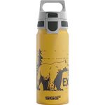 SIGG - Aluminium Kids Water Bottle - WMB ONE Brave Bear - Suitable For Carbonated Beverages - Leakproof - Lightweight - BPA Free - Climate Neutral Certified - Yellow - 0.6L