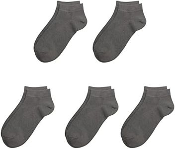 SERISIMPLE Kids Bamboo School Socks Ankle Super Soft School Uniform Socks Stretch Cuffs Athletic Socks for Boys Girls 5 Pairs (Dark grey, Medium)