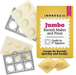 Impresa 2 Pack Jumbo Ravioli Maker Press, 2.5 Inches Ravioli Mold Set, Ravioli Cutter and Sealer Easily Makes 12 Ravioli, Easy Homemade Pasta Tools - Ravioli Press & Cutter