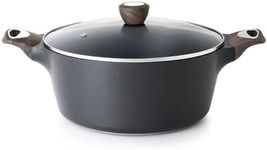 SENSARTE Nonstick Stock Pot with Lid, 6.6 QT Soup Pot Casserole Pot, Healthy Pasta Pot, Large Deep Cooking Pot, Big Sauce Pot Stew Pot, Induction Compatible, PFOA PFOS APEO Free, Black