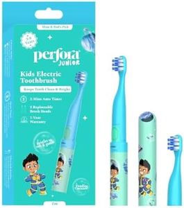 Perfora Electric Toothbrush For Kids | AAA Battery Powered, 90 Day Battery Life | 2 Brushing mode | With 2 Brush Head & Travel Cover | 1 Year Warranty | Age 3-8 | Electric Brush For Kids Oral Care- Zi