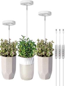 Plant Grow Light, Full Spectrum LED Plant Light for Indoor Plants, Height Adjustable Growing Lamp with Auto On/Off Timer 4/8/12H, 4 Dimmable Brightness, Ideal for Small Plants(3Pack)