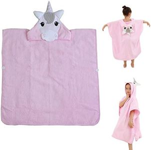 Myqiqi Kids Hooded Bath Towels Large Cotton and Super Soft Cartoon Beach Towel for Kids Toddler (3-8 Years Old) (Pink unicorn)