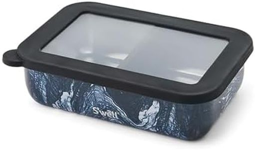 S'well Stainless Steel Bento Box, Azurite Marble, Fits One Large Entree Or Small Entree And Snack, Includes Removable Divider, Leakproof, Easy to Clean, Dishwasher Safe