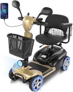 15 Miles Mbxcooter 4 Wheels Mobility Scooter for Adults&Seniors Up to 300LBS, 350W Electric Powered Wheelchair Device with Extended Battery, Dual Baskets, Rotating Seat, Weight Only 58 Pounds