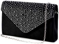 Nodykka Women Evening Envelope Handbag Party Bridal Clutch Purse Shoulder Cross Body Bag Black Size: One Size