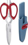 Colourworks CWBREKSCIRED 10 in 1 Multifunction Kitchen Scissors with Built-In Edgekeeper Scissor Sharpeners, Bottle Openers, Zester and More, Stainless Steel, Cherry, 23 cm