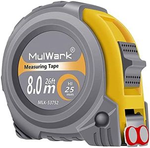 MulWark 26ft Measuring Tape Measure by Imperial Inch Metric Scale with Dual-side Metal Blade,Magnetic Tip Hook and Shock Absorbent Case-for Construction,Contractor,Carpenter,Architect,Woodworking