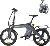 DYU Electric Bike, 20 inch Foldable E-Bike with Pedal Assist, Smart Electric Bicycle with Center Torque Sensor, 36V 10Ah Removable Battery, 7 Speed Gears, Seat Post Shock Absorber, with Rear Shelf