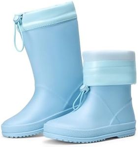 DREAM PAIRS Kids Rain Boots Boys Girls Lightweight Boots Waterproof Easy-on Outdoor Playing Rain Boot Unisex-Child,Size 7 Toddler,Sky Blue,SDRB2401K