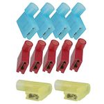 Lala Smill 100 pcs 1/4" Nylon Flag Spade Wire Terminal,Female Insulated Quick Disconnects Electrical Flag Connector 22-18 18-14 12-10 Gauge Red Blue Yellow