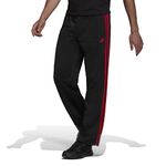 adidas Men's Essentials Warm-up Open Hem 3-Stripes Tracksuit Bottoms, Black/Scarlet, Large Tall