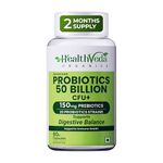 Health Veda Organics Probiotics 50 Billion CFU – Daily Gut, Digestion & Immunity Support – for Men & Women – 60 Veg Capsules