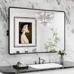 TokeShimi 40 x 30 Inch Farmhouse Black Pivot Bathroom Mirror Horizontal/Vertical for Modern Vanity, Distance from Wall 3.4IN, Non-Rusting Aluminum Alloy Frame Tilted Up or Down by 10°
