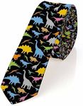 Yakuna Colorful Dinosaur Men's Ties Cartoon Funny Animal Beast Dinosaurs Neck Tie Neckties Gift for Men Boys Teens