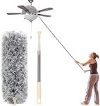 Krifa Enterprises Microfiber Feather Duster Bendable & Extendable Fan Cleaning Duster with 100 inches Expandable Pole Handle Washable Duster for High Ceiling Fans, Window Blinds, Furniture (Multi)