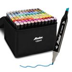 Alcohol Markers Set,120 Colors Permanent Art Markers Set,Alcohol Based Dual Tip Drawing Sketch Markers for Adults & Kids Painting, Coloring, Sketching, Highlighting,Underlining and Drawing