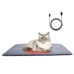 ROADDPMATE Pressure Activated Heated Pet Pad, 5V2A USB Electric Pad with Chew Resistant Cord, Adjustable Temperature, Waterproof & Washable Heated Dog and Cat Bed, 28 X 16”