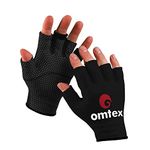 omtex Cricket Cotton Finger Cut Catching Fielding Batting Gloves Sweat Absorbent to Enhance Grip and Durability (Small, Black)