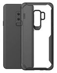 Plus TPU and Plastic Bumper Case with Clear Back Hard Panel Protective Case Cover for Samsung Galaxy S9+ (S9Plus), Black