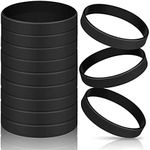 JOVITEC 12 Pieces Rubber Bracelets, Solid Color Silicone Wristbands, Multi-Pack Blank Wristbands Bracelets for Events Rubber Bands Party (Black)