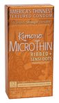 Kimono MicroThin Ribbed + Sensi-Dots I Textured Lubricated Condoms for Her I 5x Tested, Stronger, Reliable I Form-Fitting Shape I Made with Premium Natural Latex I 12 Count