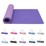 Good Nite Yoga Mat Exercise Mats Workout Pilates Fitness Mat for Women Men Non-Slip Thick 6mm High Density Gymnastics Mats with Carry Strap Tpe 183 x 61 x 0.6cm (Dark Purple/Light Purple)