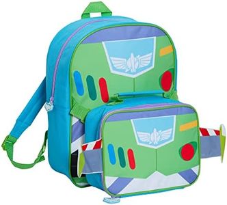 Disney Buzz Lightyear Backpack with Lunch Bag Toy Story Space Ranger Matching 2 Piece School Bag Set, Blue, One Size