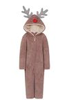 Undercover CT Childrens Soft Coral Fleece Novelty All in One Onesies Brown Reindeer Sherpa 5-6 Years