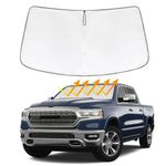 MEJELAKI Windshield Sun Shade Custom Fit Compatible with 2019-2025 Dodge RAM 1500 Update Foldable Window Sunshade Auto Heat Shield Sun Visor Protector Blocks UV Rays Keep Your Car Cooler