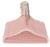 ilauke Baby Velvet Hangers, Child's Velvet Non-Slip Hangers, Set of 32 Clothes Coat Hangers, Non-Slip, 360° Swivel Hook, Space-Saving, 0.5 cm Thick, Sturdy&Durable, for Toddler Clothing & Coats Pink