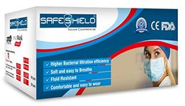 Safeshield Meltblown Fabric Disposable 3 Ply Surgical Face Mask with Nose Pin and Ear Loops (Blue, Without Valve, Pack of 50) for Unisex