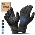 BPS 3mm Neoprene Dive Gloves with Anti Slip Palm - Five Finger Gloves for Sailing, Spearfishing, Paddleboarding, and Other Water Activities - for Men and Women (Black/Snorkel Blue, Small)