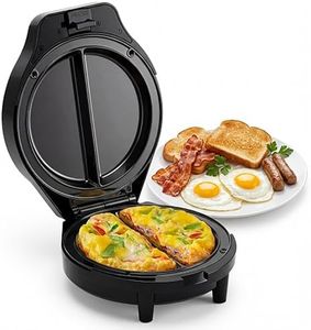 Dual-Zone Electric Omelette Maker, Omelette Pan Nonstick, No-Flip Cooking Makes 2 Omelettes at Once, Compact with Easy-Clean Non-Stick Surface for Eggs and Pancakes Black
