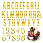 Letters Cake Topper 37pcs Acrylic Alphabet Number Cake Toppers Gold Personalized Name Letter Numbers Cupcake Topper Decoration for Birthday
