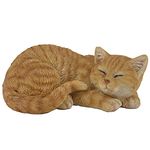 G&H Decor Realistic Ginger 32cm Sleeping Cat - Cat Gifts for Women - Cat Ornaments - Cat Garden Ornaments Outdoor - Weather Resistant Resin Cat Garden Ornament - For Cat Lovers and Owners