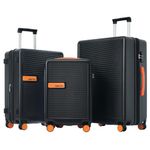 Merax Flieks Luggage Set 3 Piece with TSA Lock Light Weight Hardside Spinner Suitcase, Black-1, 3-Piece Set(20+24+28IN)