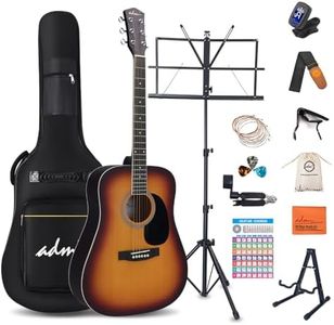 ADM Dreadnought Acoustic Guitar Kit with Free Lesson for Beginner Adult Teen Full Size Acustica Guitarra Starter Bundle Set w/Bag Strap Tuner Capo Pickguard Music Stand Right Hand(Sunburst, 41 Inch)