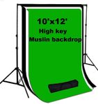 CanadianStudio 8.5ft x 10ft Backdrop Stand Background Support Kit with 10ft x 12ft Heavy Duty Black White Green Muslin Backdrops