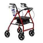 DynaGo Quad 8 Foldable Aluminum Rollator with 7.5" Wheels, Red