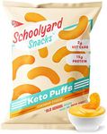 Schoolyard Snacks 12 Pack Low Carb Low Sugar Keto Protein Puffs (Cheddar Cheese) - USA Made High Protein Snack Keto Chips, Gluten & Grain Free Low Carb Chips & Calorie, Keto Friendly 15g Protein Chips