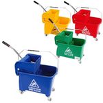 20 Litre Strong Durable Floor Cleaning Commercial Kentucky Dual-Bucket & Wringer System With Wheels & Handle (1, Green)