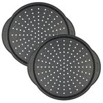 Salter COMBO-9141 Megastone Pizza Pan – 2 Pack, 36 cm Non-Stick Perforated Crisper Tray With Handles, Large Oven Baking Tin For Pizzas, 12-Inch Carbon Steel Chip Tray, PFOA-Free, Oven Safe Up To 220°C