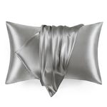 Love's cabin Silk Satin Pillowcase for Hair and Skin (Dark Gray, 20x36 inches) Slip King Size Pillow Cases Set of 2 - Satin Cooling Pillow Covers with Envelope Closure