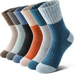 Anlisim Kids Merino Wool Hiking Socks Girls Boys Toddlers Winter Thermal Warm Crew Thick Cushion Snow Ski Gifts Socks Stocking Stuffer for Kids 6 Pairs (Assorted, 12-15 Years)