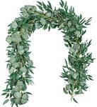 TOPHOUSE 2 Pcs Artificial Eucalyptus Garland with Willow Leaves, 6.5 Ft Fake Greenery Vines Swag for Room Wedding Farmhouse Table Runner Doorways Indoor Outdoor Decor